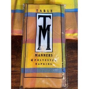 TM Table Manners Plaid 17” x 17” Cloth Table  Napkins - Set of 8